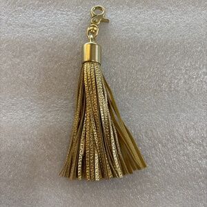 Yellow Gold Leather Tassel with Charger